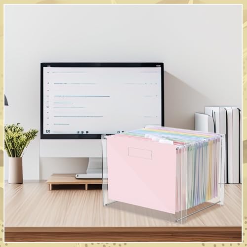 Dispowreath 24 pastas de arquivos suspensas com 1 organizador de arquivos de acrílico para pendurar