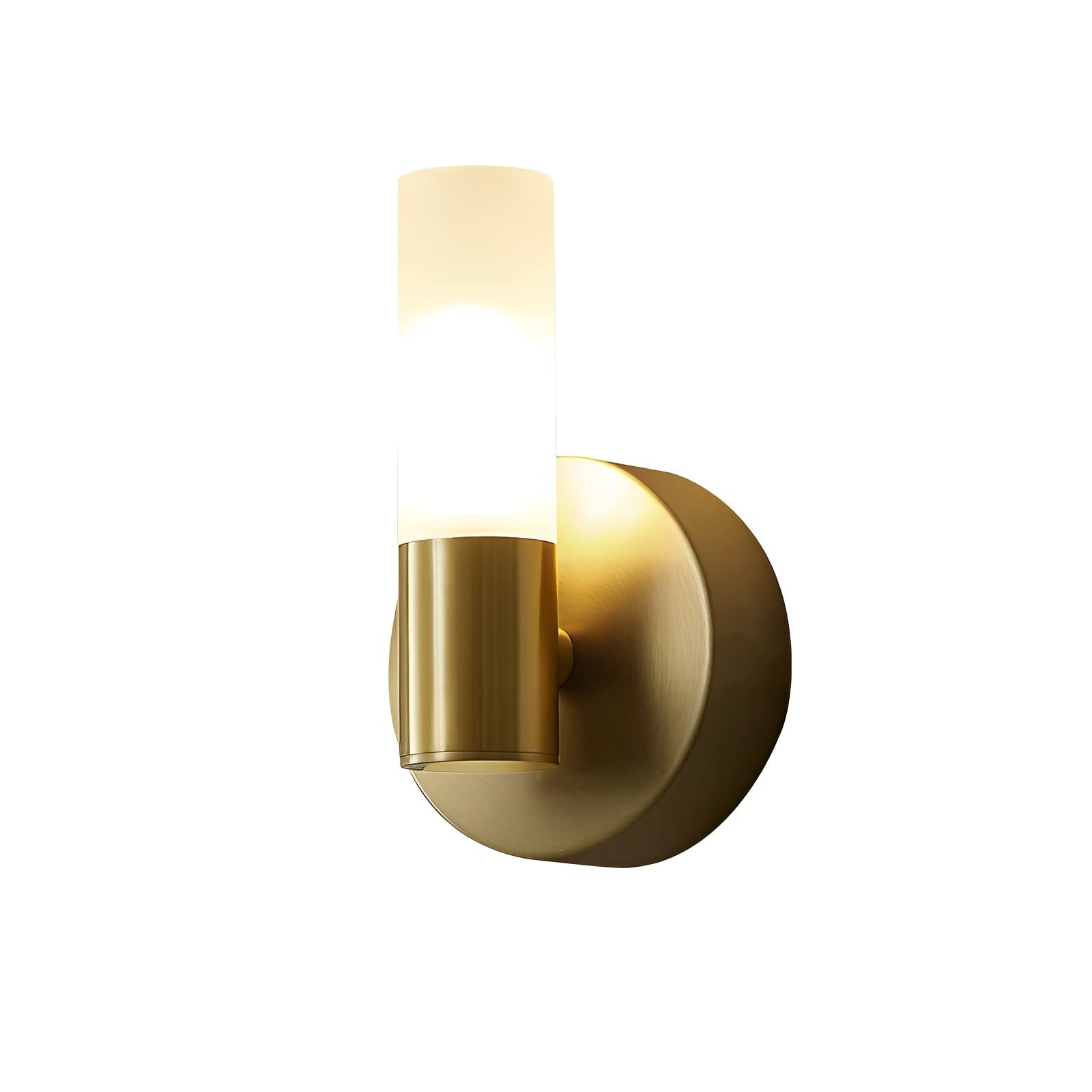 MESOVFCA Gold Wall Sconces - Modern Sconces Brass Wall Lighting Acrylic Lampshade Hardwired Wall Light Fixtures for Living Room Bedroom Bathroom Hallway,1pack