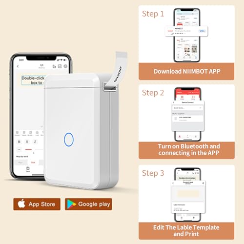 JADENS Label Maker Machine with Tape, D110 Portable Bluetooth Label Printer for Storage, Barcode, Mailing, Office, Home, Organizing, Sticker Maker Mini Label Maker with Multiple Templates, White by JADENS - Image 7