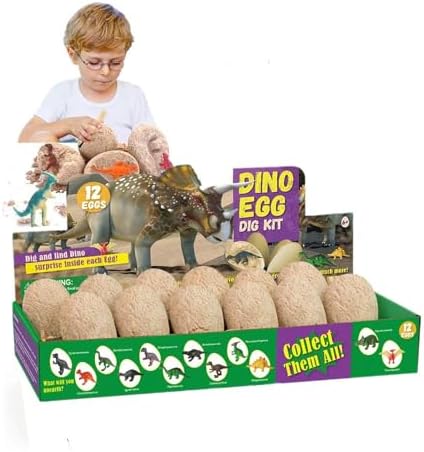 Gneric Dinosaur Eggs Dig Kit 12 Pack Discover Different Dinos Archaeology And Paleontology Toy Dino Egg Excavation Stem Toys For Boys Girls Kids Gift, Multiple, Awer23, Children One Size