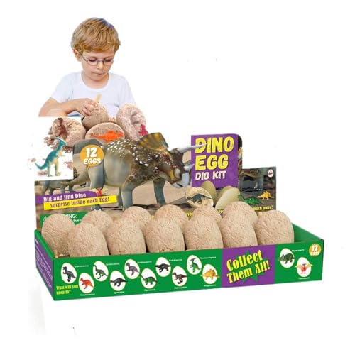 Gneric Dinosaur Eggs Dig Kit 12 Pack Discover Different Dinos Archaeology And Paleontology Toy Dino Egg Excavation Stem Toys For Boys Girls Kids Gift, Multiple, Awer23, Children One Size