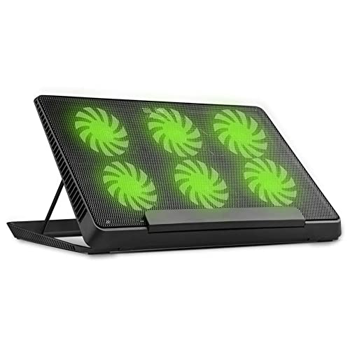 Base refrigeradora para laptop con 6 ventiladores silenciosos, compatible con laptops de 12 a 17 pulgadas, diseño ergonómico ajustable y 2 puertos USB miniatura 1