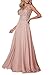 Produktbild Carnivalprom Damen Chiffon Spitze Abendkleider Ballkleid Elegant für Hochzeit Lang V-Ausschnitt Festzug Kleider Partykleider(Erröten,32)