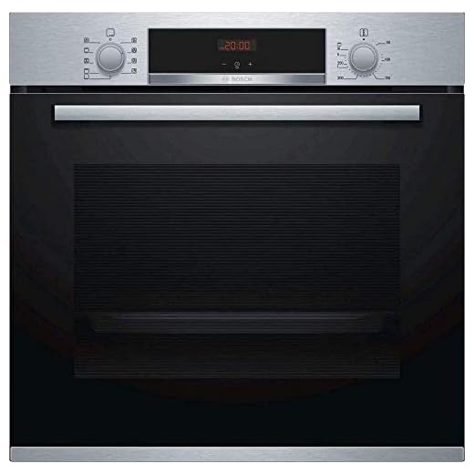 Bosch Hogar HBA512BR0 Serie 4 - Horno eléctrico, con limpieza hidrolítica, 60 cm, capacidad 71 litros, Color Negro, Acero inoxidable