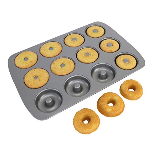 PME Non Stick 12 Cup Mini Donut Pan, Carbon Steel, Grey - Image 3