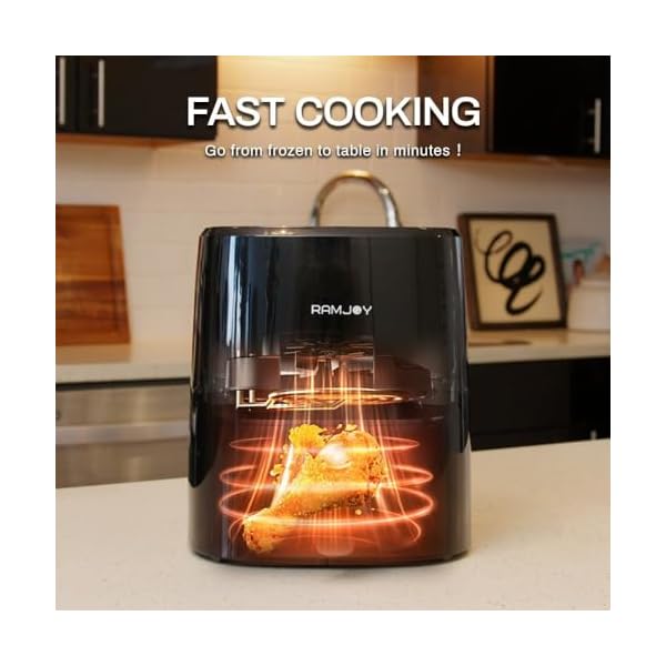 RAMJOY Air Fryer 3.8 Quarts for 1-2 people, 8-in-1 Functions, Air Fry, Roast, Bake, Broil, Preheat, Shake, Digital Small Air Fryer, Nonstick Dishwasher-Safe Basket, Compact Air Fryers, Black - Image 7