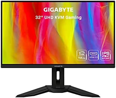 GIGABYTE M32U 32" 144Hz 4K FreeSync Compatible Gaming Monitor, SS IPS, 3840x2160 Display, 1ms Response Time (MPRT), 1x Display Port 1.4, 2x HDMI 2.1, 3x USB 3.0, 1x USB Type C,BLACK