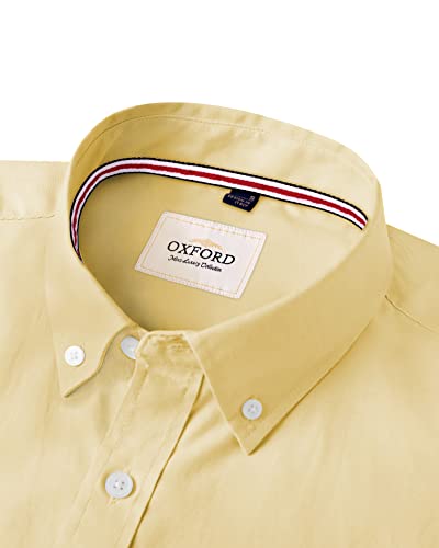 Image of Alimens & Gentle Mens Solid Oxford Shirt Long Sleeve Dress Shirt Work Casual Button Down Shirts with Pocket