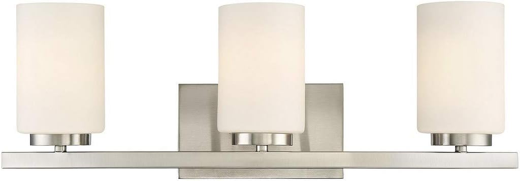 3-Light Etched Industrial Bath Bar in Brushed Nickel