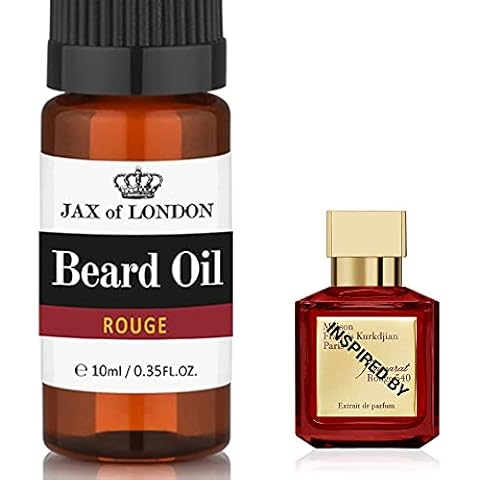 JAX OF LONDON® Cologne Fragrance Beard Oil For Beard Growth And Conditioning - With Coconut, Avocado oil, Almond oil, Jojoba oil, Argan oil, Vitamin E - Made In the UK - (10ml) (The Rouge) Cover