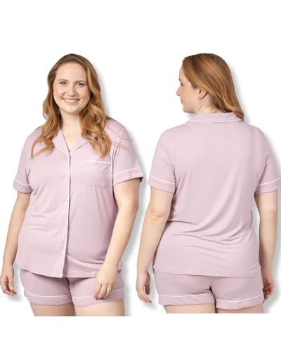 Image of Kindred Bravely Clea Short Sleeve Pajama Set, Maternity & Nursing Sleepwear | Soft button-down breastfeeding sleepwear with pockets and elastic waist, breathable for pregnancy through hospital and beyond