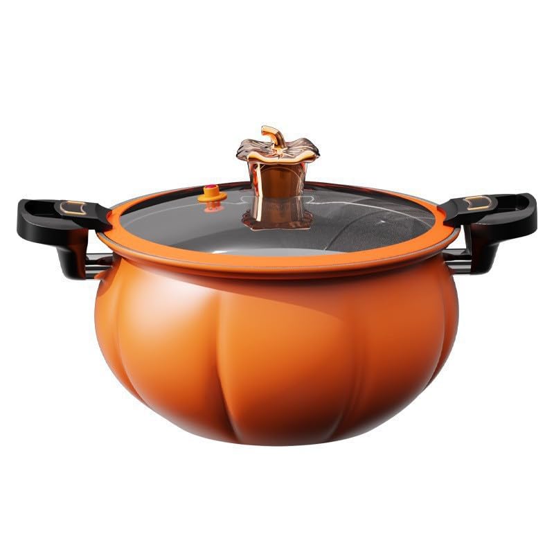 Micro Pressure Cooker,Maifan Stone Soup Pot Pumpkin Shaped Pressure Cooking Pot with Lid, Non-Stick Pot - for Home KitchenOrange,8L