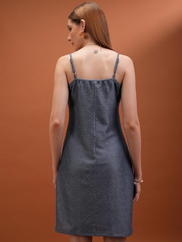Image of Tokyo Talkies Women's Sleeveless Shoulder Strap Self Design Dresses | Stylish Dresses | Casual Dresses