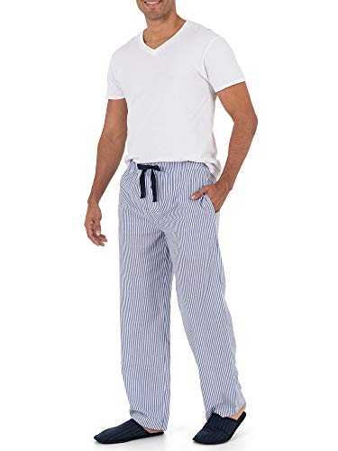 Fruit of the Loom Men's Woven Sleep Pant (Large, Blue Stripe)2