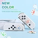 DLseego Cat Paw Shape 4PCS Thumb Grips Caps for Regular Switch / Switch Lite / Switch OLED Joy Con Joystick Soft Silicone Cute Protective Analog 3D Cartoon Button Cap -- Pink Blue Milky White