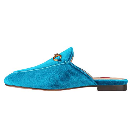 Image of Arqa Mules for Women Almond Toe Leather Flats Slip-on Comfort Backless Loafers Buckle Mule Shoes