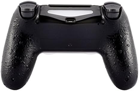 eXtremeRate Textured Black Comfortable Non-Slip Custom Back Housing, 3D Splashing Case Cover, Game Improvement Replacement Bottom Shell Compatible with ps4 Slim Pro Controller JDM-040/050/055 - 4
