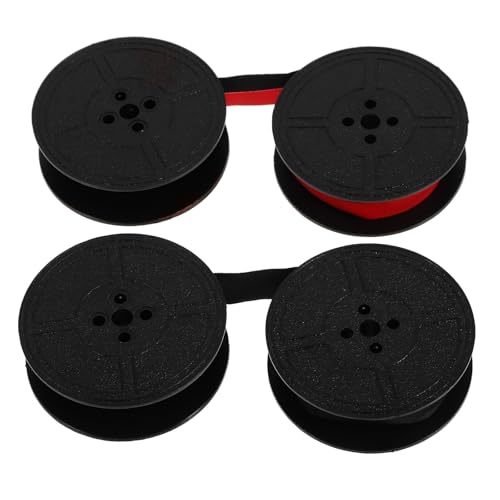 SAFIGLE Cinta de Máquina de Escribir Manual en Nylon, Pack de 2 Cintas Tinta Roja y Negra, Compatible Máquinas Antiguas de Anillas Dobles, Diseñada para Uso en Entornos Escolares y