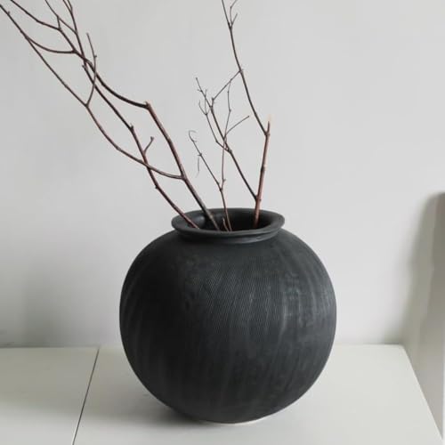 EVREFIN 和風手作りフラワーデコレーション（白、大） - 侘び寂びアート、茶室、花瓶、生花、観葉植物、ゲストハウス (大,黒) [3]