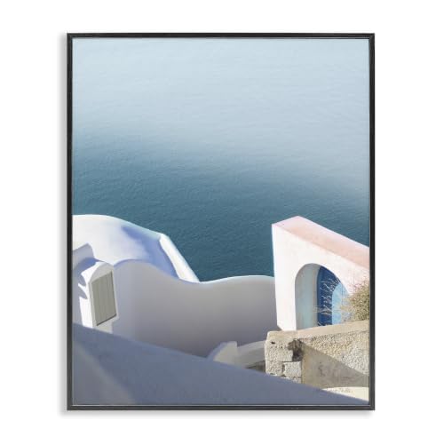 'Picturesque Santorini Coastal Building'| Framed Giclee Art