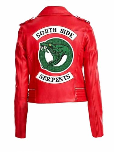Zulin Women Red Southside Serpents Snake Logo Leather Jacket (XL)2