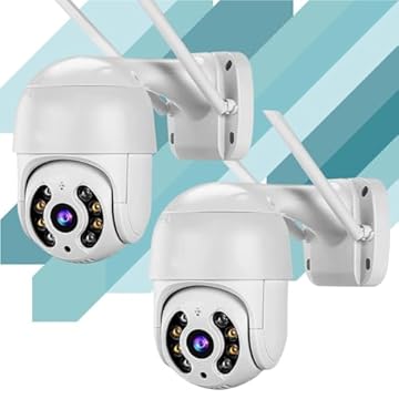 2 Câmeras de Segurança 2024 Wi-fi Speed Dome A8 com Visão Noturna (Infravermelho), Prova D`água, Detecção de Movimento e Controle Remoto - Proteja sua Casa, Escritório Shaolong®