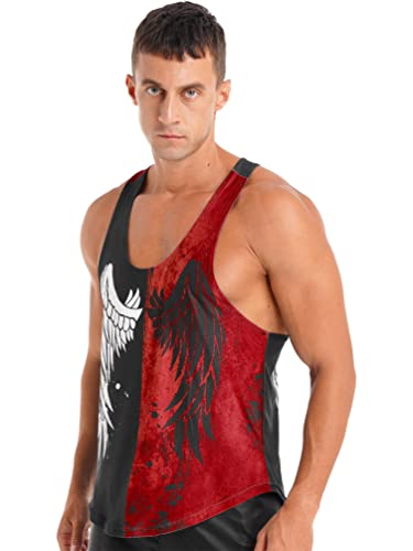 Jugaoge Men's Sleeveless Gym Muscle Shirts Workout Tank Tops Fitness Bodybuilding Tank Vest T-Shirt Activewear Red X-Large #TOP2