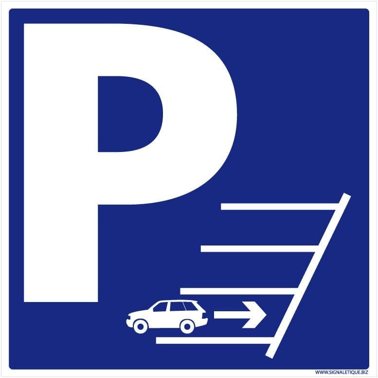 Panneau Parking Marche Arrière. Signalisation Stationnement Marche Arrière. Sticker Parking Marche Arrière, PVC, Alu - 450 x 450 mm - Aluminium 2 mm