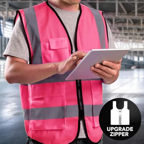 Image of XPCARE Reflective Safety Vests For Women Men, High Visibility Security Vest Pockets and Zipper Front Construction Work Vest