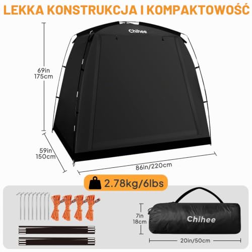Chihee Schronisko ogrodowe, pokrowce rowerowe, wiata rowerowa, wiata do przechowywania, wodoodporny namiot podróżny na 2 lub 3 rowery, 2-drzwiowe przechowywanie na zewnątrz (czarny)