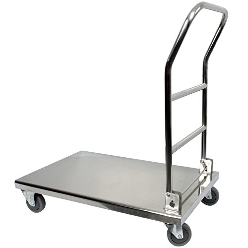 Vollum Folding Platform Trolley All Stainless Steel, 20.5 Inch x 32 Inch