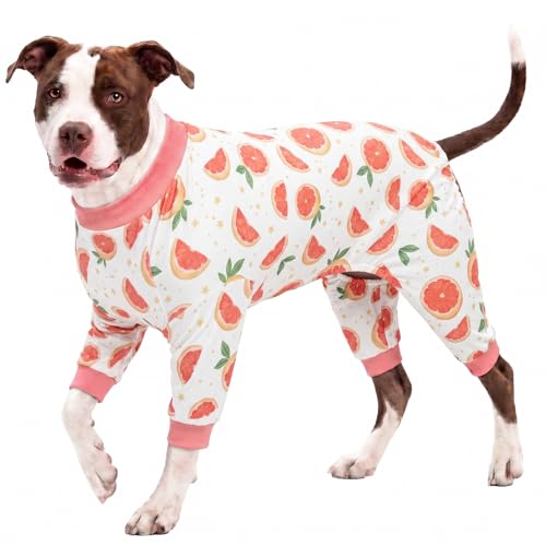 LovinPet Large Dog Pajamas, Large Breed Dog PJs, Grapefruit Print, L