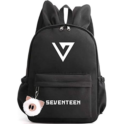 Seventeen Kpop Backpack Cute Rabbit Ears Schoolbag SJEONGHAN Joshua Jun Hoshi Wonwoo Woozi DK MINGYU THE8 SEUNGKWAN for Boys Girls Seventeen Camping Hiking Rucksack Cover