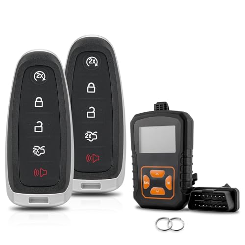 DIY Key Fob Kit Replacement for 2011 2012 2013 2014 2015 Ford Explorer Edge/15-17 Ford Expedition/ 13-19 Ford Flex Taurus/ Lincoln MKS MKT MKX Navigator with Easy OBD Tool2Pcs