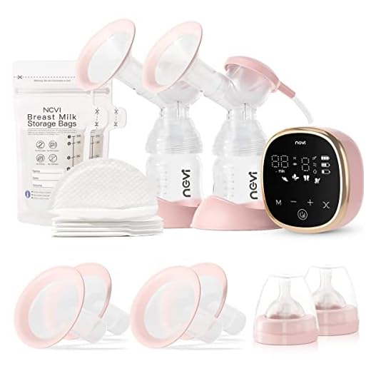 NCVI Double Electric Breast Pump, Portable Anti-Backflow, with 4 Size Flanges , 4 Modes & 9 Levels,Mirror LED Display, 10 Breastmilk Storage Bags,Ultra-Quiet and Pain Free Breast Pumps