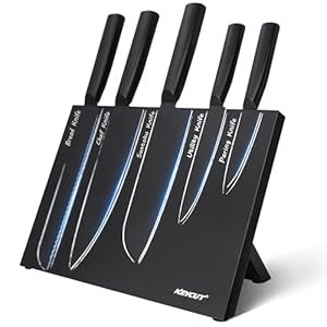Kitchen Knife Set, 6 Pieces Knife Set with Magnetic Knife Block, High-Grade 5CR Stainless Steel Chef Knives Sets with Block, Professional Chef's Knife Set