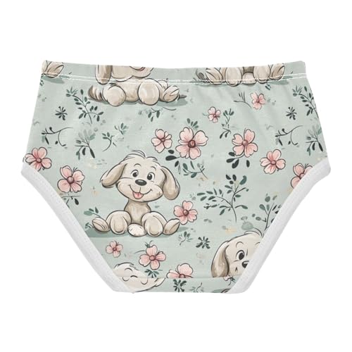 ZZKKO Cute Cartoon Dog Flower Girls Underwear Toddler Panties for Girls Comfort Brief Size 2-8T2