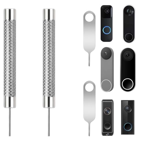 4-Pack Nest Video Doorbell Security Pin Key, Release Removal Tool, Compatible for Arlo, Nest and Eufy Video Doorbell Remove Doorbell Mount and Battery Replacement (Silver)