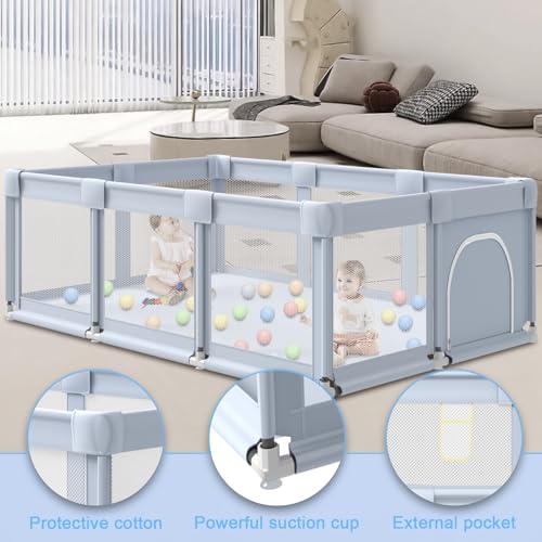 besuhot Baby Playpen Baby Playard Large playpen 74 x 50 inch, Playpen for Babies and Toddlers with Gate, Safety Baby Activity Center for Indoor & Outdoor