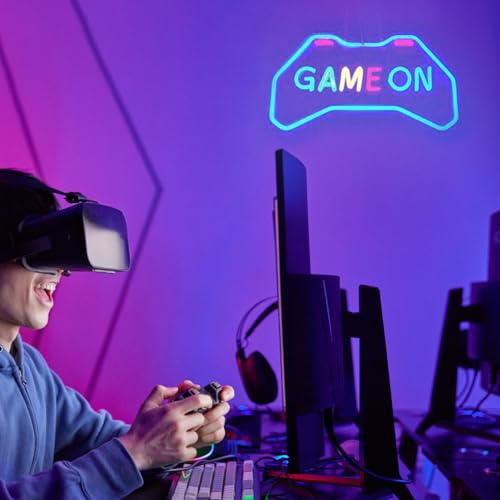 Image of LED Game Sign Game Zone Neon Signs Gaming Room Wall Art Decor Man Cave Lights Signs Gamer Home Bedroom Decoration USB Powered Brightness Adjustable