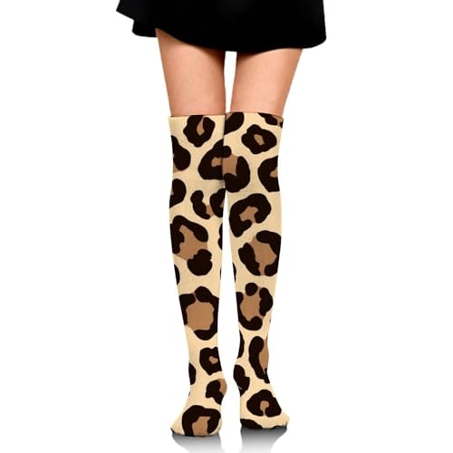UTRSIFB Girl's Dress Decor Compression Socks, All Season Knee High Stockings, Fashion Breathable Travel Cozy Socks Cool Cheetah Leopard Print