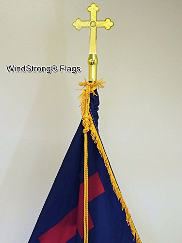 7 Ft Combo Deluxe U.s. And Christian Indoor Flag Pole Sets With Gold Fringed Windstrong Flags, Eagle, Cross, Base, Oak Pole, Tassels #TOP2