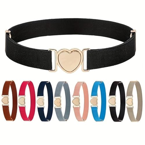 Heart Buckle Elastic Belt Candy Color No Buckle Stretch Belt Adjustable Invisible Belts For Girls2