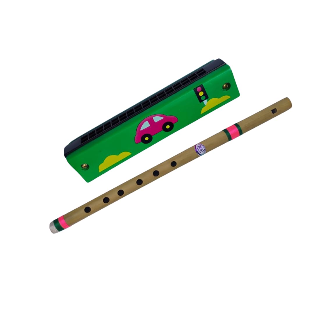 Flute & Harmonica for Kids & Adults – Musical Instrument with Random Colors & Patterns, Fun & Educational Toy for Boys & Girls (Wooden Flute (Brown) & Wooden MouthOrgan (Green), 2)-image-48