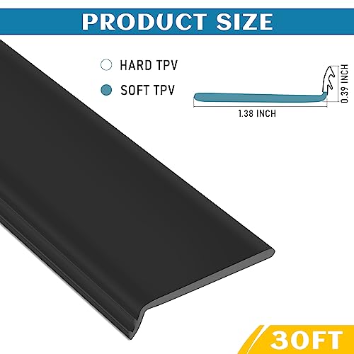 Image of RV Slide Out Wiper Seal 0.39 x 1.38 inch x 30 Ft RV Slide Out Trim Gaskets R854056 Black Rubber Seal for RV Camper Slideout System