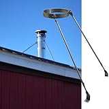 Installation rapide et facile. Aucun outil complexe n'est nécessaire : il suffit d'enrouler l'arceau robuste autour du conduit de cheminée et de fixer le poteau en acier au mur ou au toit à l'aide des fixations fournies pour une installation ultra-stable.