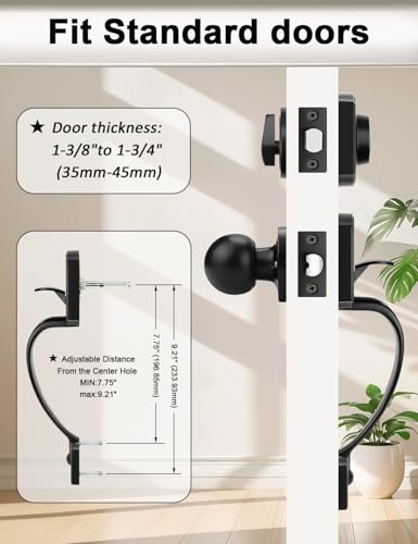 Image of Tinewa Camelot Trim Lower Half Entry Handleset and Deadbolt Set Matte Black, Upgated Entry Door Handle with Door Knob for Electronic Keypad, Black Front Door Lock Set