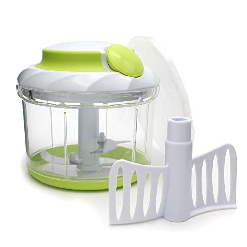 Manual Food Chopper Hand-Powered Food Chopper Compact Handheld Onion Chopper, Garlic Squeezer, Ginger Slicer, Pepper Cut, Herbs Chop, Cheeses Chopper Masher (34OZ big-chopper)