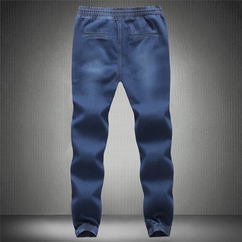 Jogger Pants for Men Lightweight Denim Elastic Waist Drawstring Casual Jeans Stretch Work Pants2