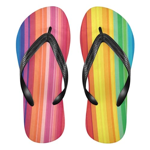 CEBUGI Unisex Flip Flop -Flat Sandal -NonSlip Couple Slippers -Natural Rubber Foam Soles Ultimate Comfort and Durability for Indoor Outdoor|Rainbow Stripes